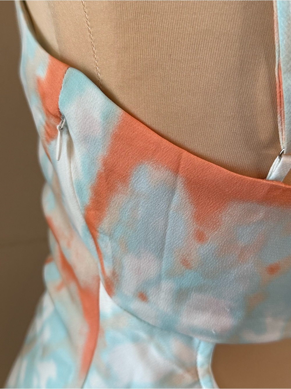 Cotton Candy LA tie dye mini dress back cutout teal orange white SM - Picture 3 of 15